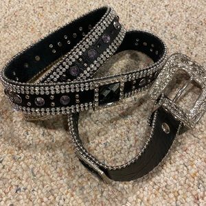 Black rhinestone western belt